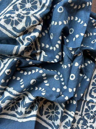 Block-printed Blue Moons Reading Cloth