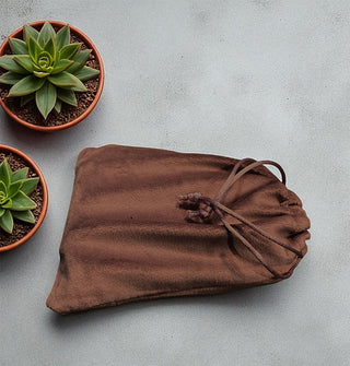 Coffee velvet pouch